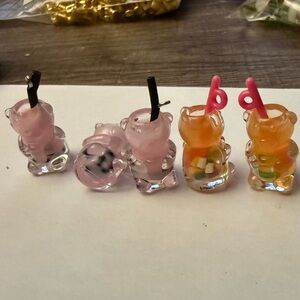 Boba tea bear charms. 4pc
